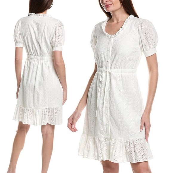 Nanette Lepore Mila Eyelet Mini Dress White Size 12, new with tag - Picture 1 of 8